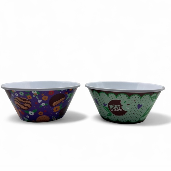 2020 Little Brownie Bakers Girl Scout Cookie Ice Cream Bowls Set of 2 Thin Mint - Picture 1 of 7